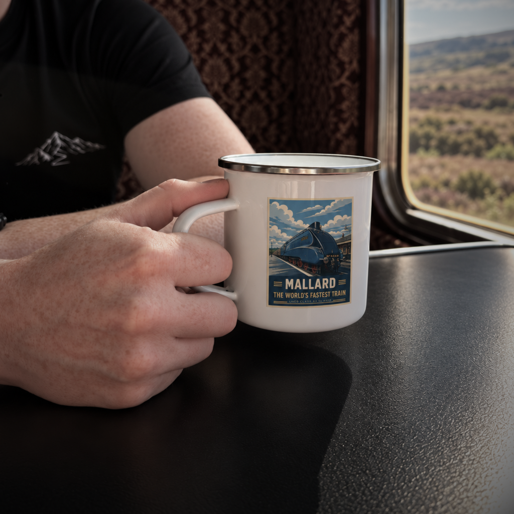 Steam Train Enamel Mug