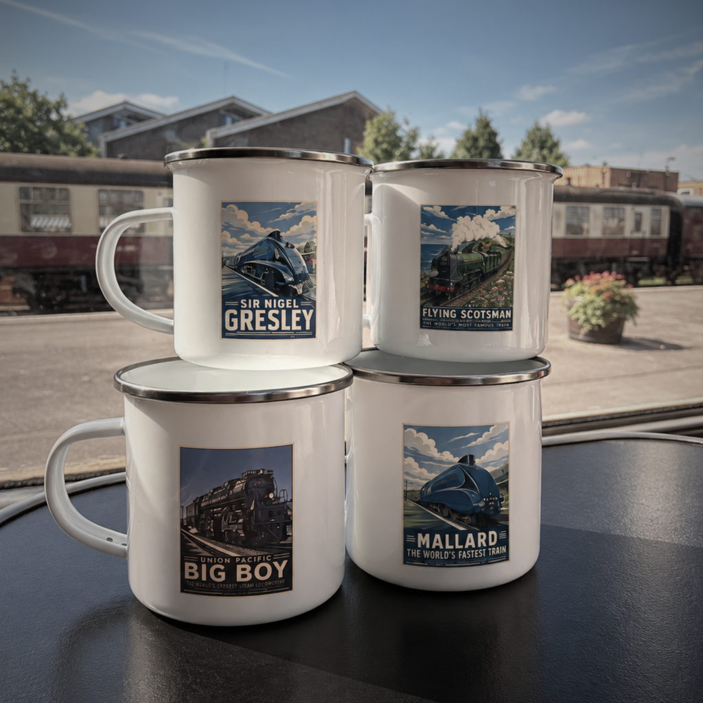 Steam Train Enamel Mug